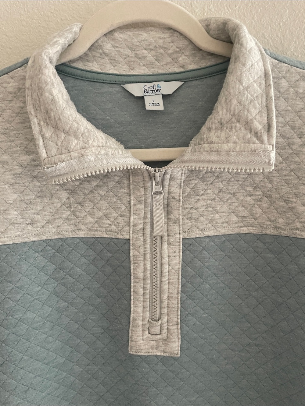 Carter's Quilted Half-Zip Pullover - Sage Green & Light Gray - Picture 3 of 5